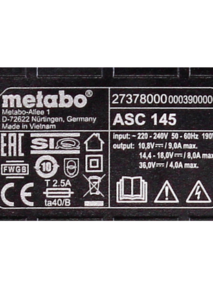 Metabo LiHD 2x Akkupack 18V 8,0Ah ( 625369000 ) + Metabo Ladegerät ASC 145  ( 627378000 ) - Toolbrothers