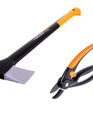 Fiskars X21 Axt Spaltaxt - L 3D 71cm 1,6kg ( 1015642 ) + Fiskars P43 Amboss Gartenschere Elegance Fingerloop 20mm ( 1001535 )