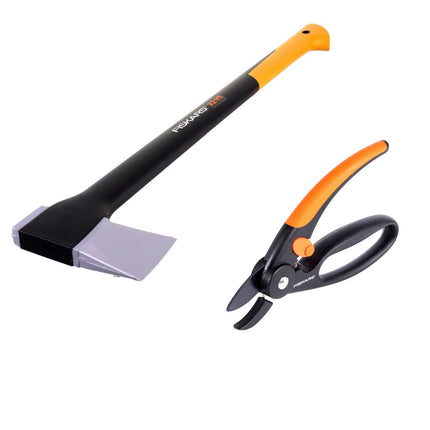 Fiskars X21 Axt Spaltaxt - L 3D 71cm 1,6kg ( 1015642 ) + Fiskars P43 Amboss Gartenschere Elegance Fingerloop 20mm ( 1001535 )