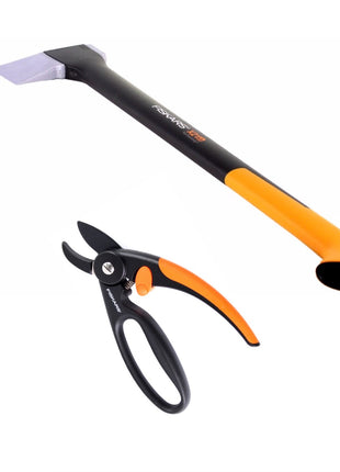 Fiskars X21 Axt Spaltaxt - L 3D 71cm 1,6kg ( 1015642 ) + Fiskars P43 Amboss Gartenschere Elegance Fingerloop 20mm ( 1001535 )