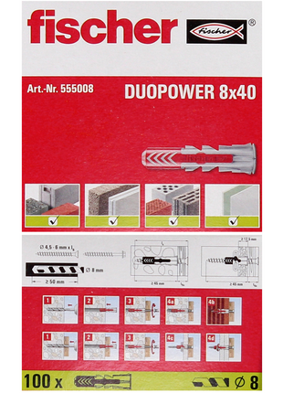 Fischer Spreizdübel DUOPOWER 8x40mm 500 Stk. ( 5x 555008 )