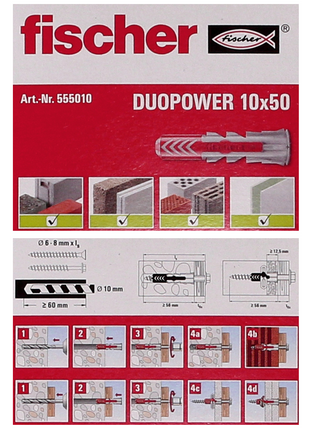 Fischer Spreizdübel DUOPOWER 10x50mm 250 Stk. ( 5x 555010 )