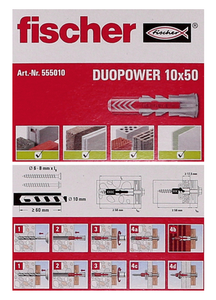 Fischer Spreizdübel DUOPOWER 10x50mm 1000 Stk. ( 20x 555010 )