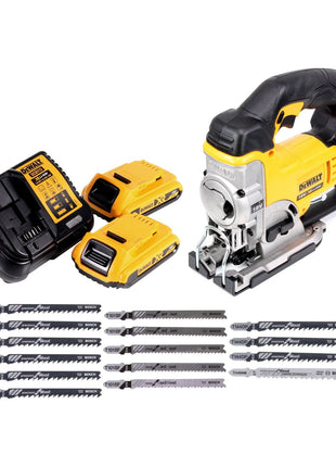 DeWalt DCS 331 D2 Akku Stichsäge 18V + 2x Akku 2,0Ah + Ladegerät + 15x Stichsägeblatt