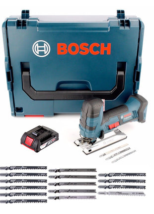 Bosch GST 18 V-LI S Akku Stichsäge 18V + 1x Akku 2,0Ah + 18x Sägeblatt + L-Boxx - ohne Ladegerät