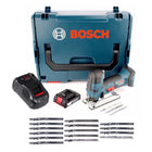 Bosch GST 18 V-LI S Akku Stichsäge 18V + 1x Akku 2,0Ah + Ladegerät + 18x Sägeblatt + L-Boxx