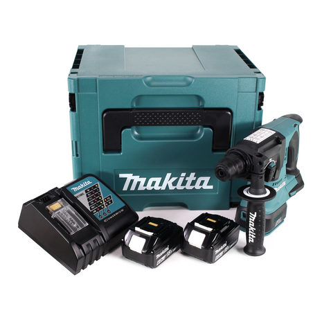 Taladro percutor a batería Makita DHR 242 RGJ 18V 2.0J SDS-plus sin escobillas + 2x batería 6.0Ah + cargador + Makpac