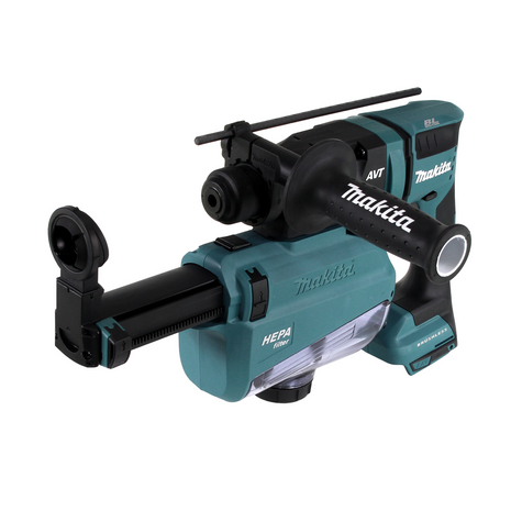 Taladro percutor inalámbrico Makita DHR 182 ZW 18V 1.7J SDS-plus solo sin escobillas + aspiración DX05 - sin batería, sin cargador