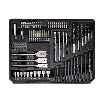 Llave de impacto a batería Makita DTD 156 SM1X4 18V 155Nm + 1x batería 4,0Ah + cargador + juego de brocas de 70 piezas + maletín de herramientas de aluminio X4 con inserto universal