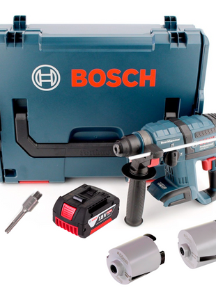 Bosch GBH 18 V-EC Akku Bohrhammer 18V 1,7J SDS-plus Brushless + 1x Akku 5,0Ah + Zubehör Steckdosenbohrkronen + L-Boxx - ohne Ladegerät