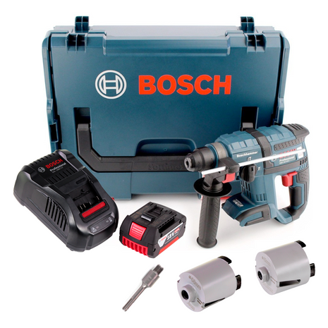 Taladro percutor inalámbrico Bosch GBH 18 V-EC 18V 1.7J SDS-plus sin escobillas + 1x batería 5.0Ah + cargador + accesorios brocas de vaso + L-Boxx