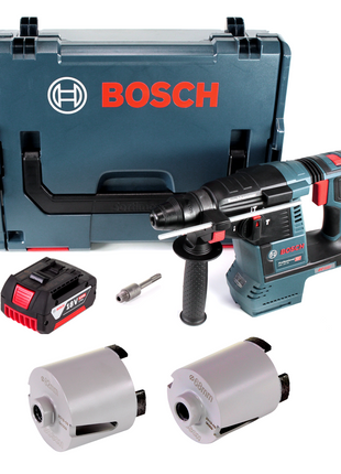 Bosch GBH 18V-26 Akku Bohrhammer 18V 2,6J SDS-plus Brushless + 1x Akku 5,0Ah + Zubehör Steckdosenkronen + L-Boxx - ohne Ladegerät