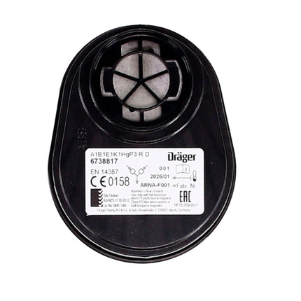 Dräger X-plore Set: Filtres combinés à baïonnette pour X-plore 3300 / 3500 / 5500 ( A1B1E1K1 Hg P3 R D ), 14 pcs. ( 7x 6738817 )