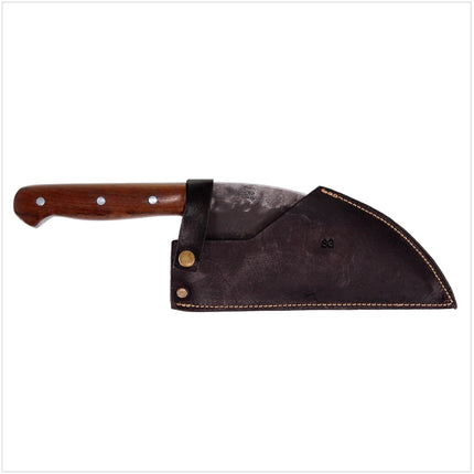 Serra Grande ''Cutelo Carbono'' cuchillo de cocina tradicional brasileño forjado a mano con hoja de 20,3 cm + funda de cuero genuino