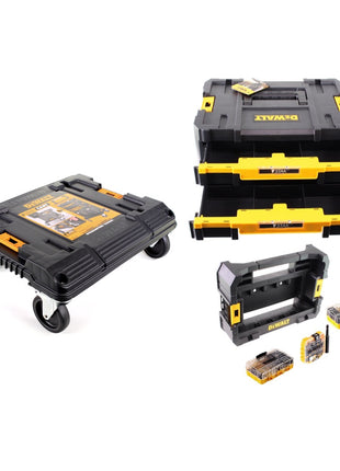 DeWalt DWST1-71229 TSTAK Cart Rollbrett Stapel Wagen + DWST 1-70706 TSTAK IV + CADDY Box + Bit und Steinbohrer FlexTorq Set 75-tlg.