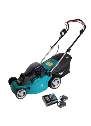 Makita DLM 380 RG2 tondeuse à gazon à batterie 36V (2x18V) 38cm + 2x batterie 6,0Ah + chargeur