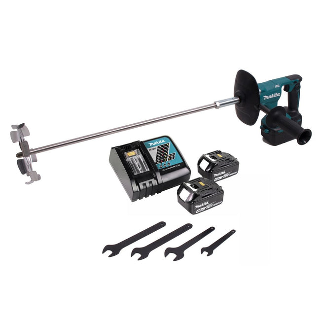 Miscelatore a batteria Makita DUT 130 RM 18V M14 Brushless + 2x batteria 4,0Ah + caricabatterie