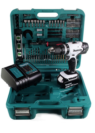 Makita DHP 453 SFTK W Akku Schlagbohrschrauber 18V 42Nm + 1x Akku 3,0Ah + Schnellladegerät + 101-tlg. Zubehörset + Koffer