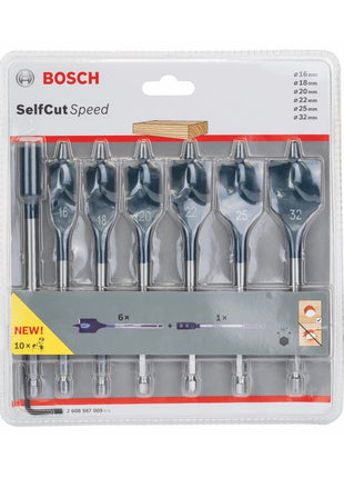 Bosch Self Cut Speed Flachfräß Bohrer Set 7tlg. 16/18/20/22/25/32mm + Verlängerung 1/4" ( 2608587009 )