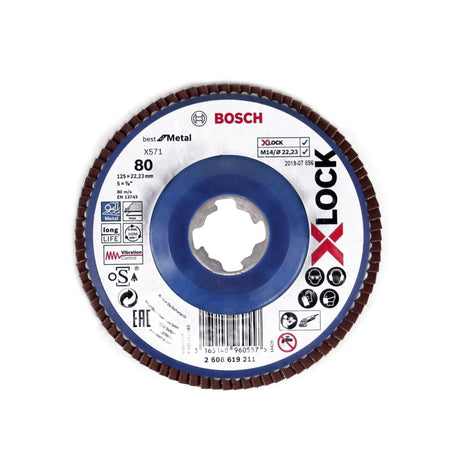 Bosch Fächerschleifscheibe X571 X-LOCK Best for Metal 125x22,23mm K80 ( 2608619211 ) gerade Ausführung - Toolbrothers