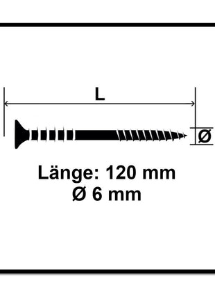 Tornillo de ajuste SPAX 6,0x120 mm 100 piezas (161010601205) rosca de ajuste con ranuras de retención cabeza plana T-STAR Plus 4Cut WIROX