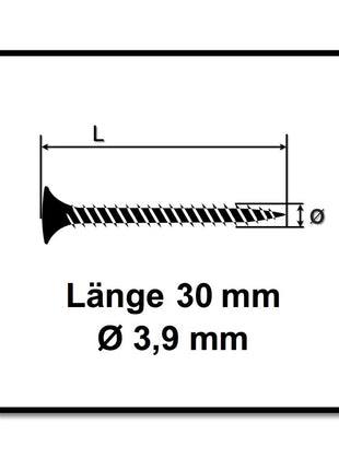 SPAX GIX-C Schnellbauschraube für Gipsfaser magaziniert 3,9x30mm Phosphatiert 1000 Stück ( 1791170390306 ) Vollgewinde, Spitzer Fräskopf, Kreuzschlitz H2, Nadelspitze