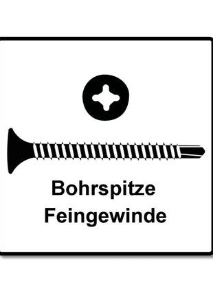 SPAX GIX-D Schnellbauschrauben 3,5x45 mm Bohrspitze Phosphatiert 1000 Stück ( 1991170350456 ) Vollgewinde , Trompetenkopf, Kreuzschlitz H2 - Toolbrothers