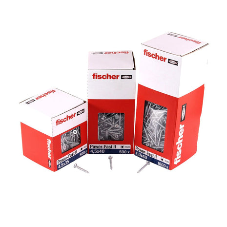 Fischer Power-Fast II FPF II Vis à bois aggloméré 4,0x25mm,Tête fraisée, Empreinte Torx ,Filetage partiel, Zingué blanc, Bleu passivé - 1000 pcs. (670624)