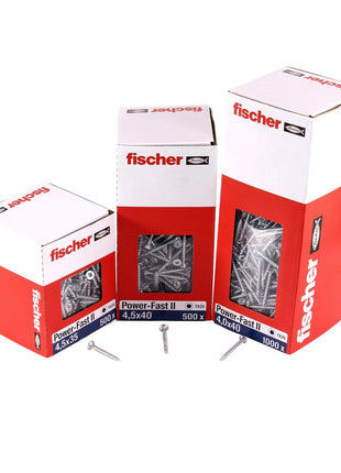 Fischer Power-Fast II FPF II Spanplattenschraube 4,0x35 mm 1000 Stück ( 670625 ) Senkkopf mit Torx Vollgewinde galvanisch verzinkt, blau passiviert