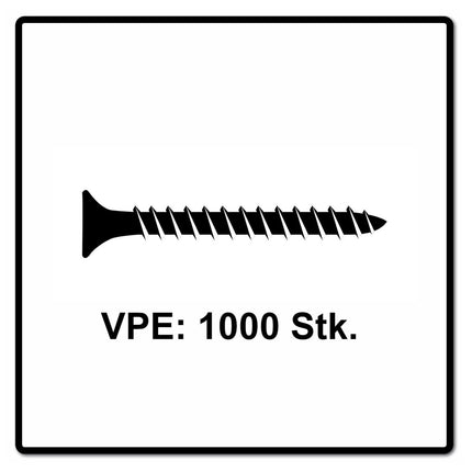 Fischer Power-Fast II FPF II tornillos para aglomerado 4,0x35 mm 1000 piezas (670625) cabeza avellanada con rosca completa Torx, galvanizado, pasivado azul