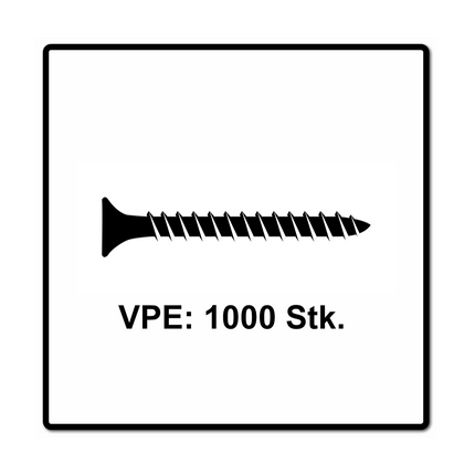 Fischer Power-Fast II FPF II tornillos para aglomerado 4,0x40 mm 1000 piezas (670158) cabeza avellanada con rosca completa Torx, galvanizado, pasivado azul