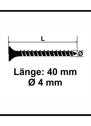 Vis pour panneaux d'aggloméré Fischer Power-Fast II FPF II 4,0x40 mm 200 pièces (670159) tête fraisée avec filetage complet Torx, galvanisées, passivée bleue