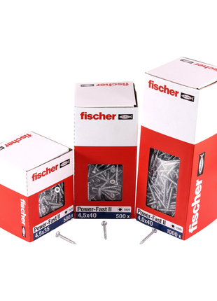 Fischer Power-Fast II FPF II Spanplattenschraube 4,0x40 mm 200 Stück ( 670159 ) Senkkopf mit Torx Vollgewinde galvanisch verzinkt, blau passiviert