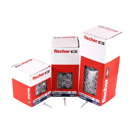 Fischer Power-Fast II FPF II tornillos para aglomerado 4,0x40 mm 200 piezas (670159) cabeza avellanada con rosca completa Torx, galvanizado, pasivado azul