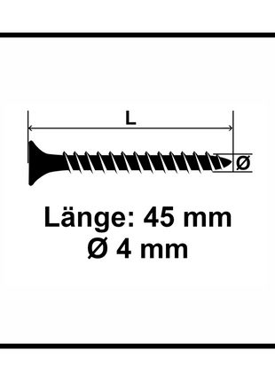 Fischer Power-Fast II FPF II Spanplattenschraube 4,0x45 mm 200 Stück ( 670160 ) Senkkopf mit Torx Vollgewinde galvanisch verzinkt, blau passiviert