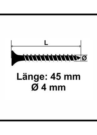 Fischer Power-Fast II FPF II Spanplattenschraube 4,0x45 mm 500 Stück ( 670161 ) Senkkopf mit Torx Vollgewinde galvanisch verzinkt, blau passiviert