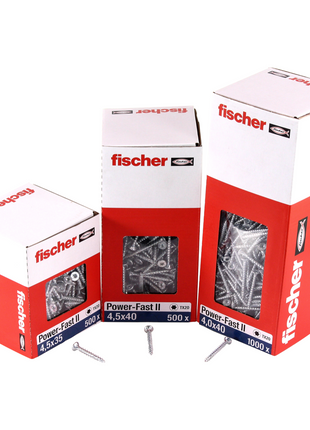 Fischer Power-Fast II FPF II Spanplattenschraube 4,0x50 mm 200 Stück ( 670162 ) Senkkopf mit Torx Vollgewinde galvanisch verzinkt, blau passiviert