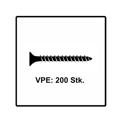 Fischer Power-Fast II FPF II Chipboard Screw 4.5x50mm, Countersunk head, Torx, Full threaded, Blue zinc plated, 200pcs. (670264)