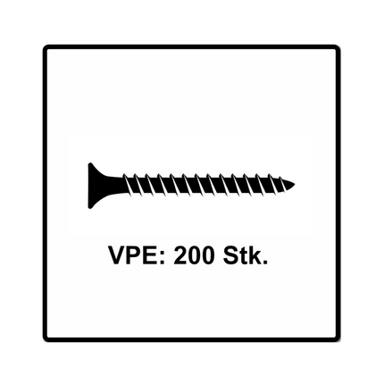 Fischer Power-Fast II FPF II Chipboard screw 5.0x25mm, 200 pcs. Countersunk head with Torx drive, Full thread, galvanised, blue passivated (670349)