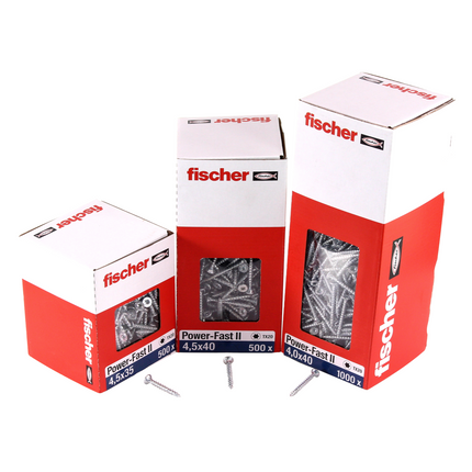 Fischer Power-Fast II FPF II Chipboard screw 5.0x25mm, 200 pcs. Countersunk head with Torx drive, Full thread, galvanised, blue passivated (670349)