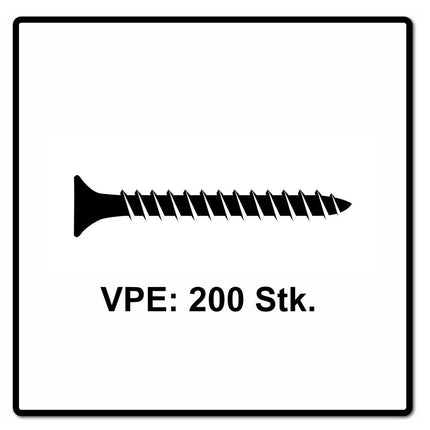 Fischer Power-Fast II FPF II Chipboard screw 5.0x30 mm, 200 pcs. Countersunk head with Torx drive, Full thread, galvanised, blue passivated (670350)