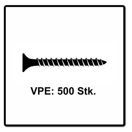 Fischer Power-Fast II FPF II Chipboard screw 5.0x40mm 500 pcs. Countersunk head with Torx drive, full thread, galvanised, blue passivated (670355)