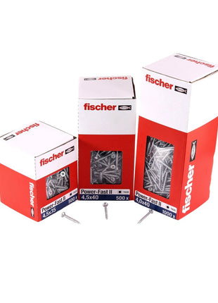 Fischer Power-Fast II FPF II Spanplattenschraube 6,0x40 mm 200 Stück ( 670450 ) Senkkopf mit Torx Vollgewinde galvanisch verzinkt, blau passiviert