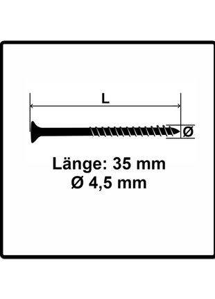 Fischer Power-Fast II FPF II tornillos para aglomerado 4,5x35 mm 500 piezas (670267) cabeza avellanada con rosca parcial Torx, galvanizado, pasivado azul