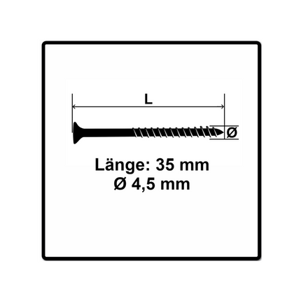 Fischer Power-Fast II FPF II Spanplattenschraube 4,5x35 mm 500 Stück ( 670267 ) Senkkopf mit Torx Teilgewinde galvanisch verzinkt, blau passiviert