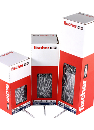 Fischer Power-Fast II FPF II tornillos para aglomerado 4,5x35 mm 500 piezas (670267) cabeza avellanada con rosca parcial Torx, galvanizado, pasivado azul