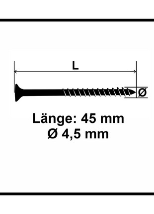 Fischer Power-Fast II FPF II tornillos para aglomerado 4,5x45 mm 500 piezas (670271) cabeza avellanada con rosca parcial Torx, galvanizado, pasivado azul