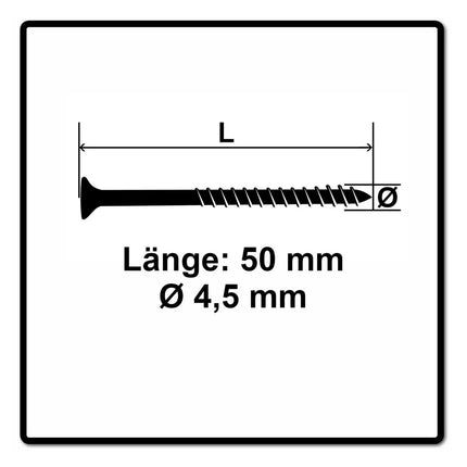Fischer Power-Fast II FPF II Spanplattenschraube 4,5x50mm 200 Stück ( 670272 ) Senkkopf mit Torx Teilgewinde galvanisch verzinkt, blau passiviert