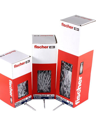 Fischer Power-Fast II FPF II tornillos para aglomerado 4,5x50 mm 500 piezas (670273) cabeza avellanada con rosca parcial Torx, galvanizado, pasivado azul