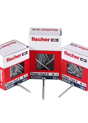 Fischer Power-Fast II FPF II tornillos para aglomerado 5,0x35 mm 200 piezas (670370) cabeza avellanada con rosca parcial Torx, galvanizado, pasivado azul